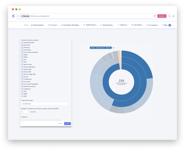 Export data